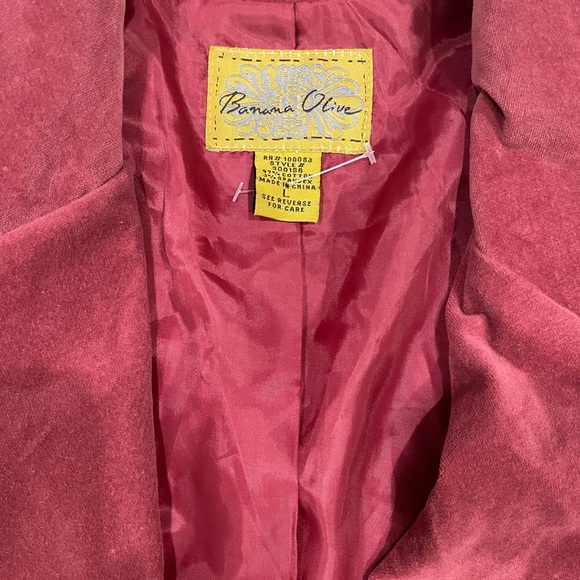 THRIFTED Banana Olive Suede Button Up Jacket/Blazer - Picture 2 of 3